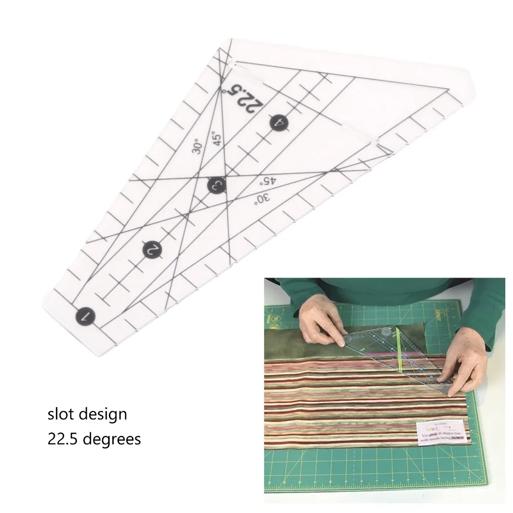 Durable 22.5 Degree Angle Quilting Ruler Slot Design Acrylic Patchwork Ruler Sewing Template Ruler For Craft Making