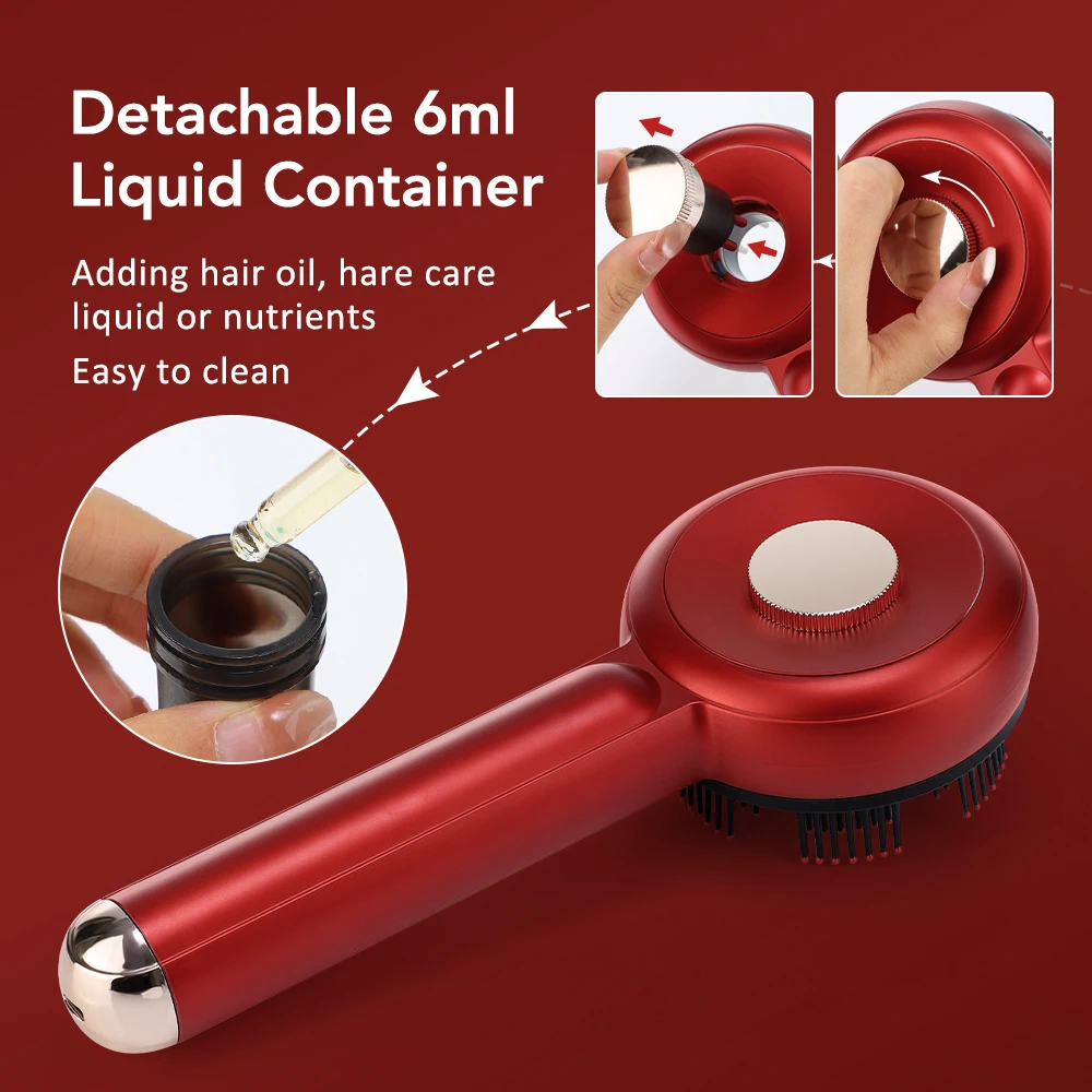Elektrische Vibration Massage Kamm Rot Licht Kopfhaut Follikel Kamm Kopf Akupunktur Punkte Öl Massager Anti-haarausfall Gerät – Detail 27