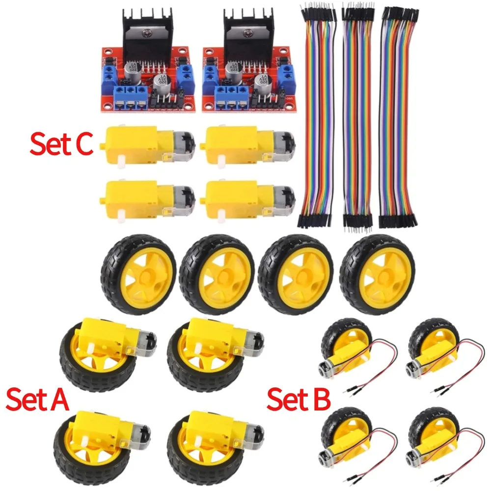 ino স্মার্ট কার কিটের জন্য 4PCS DC 3-6V বৈদ্যুতিক মোটর 4Pcs প্লাস্টিক টায়ার হুইল ডুয়াল শ্যাফ্ট গিয়ার মোটর গিয়ার মোটর DIY কিট #1