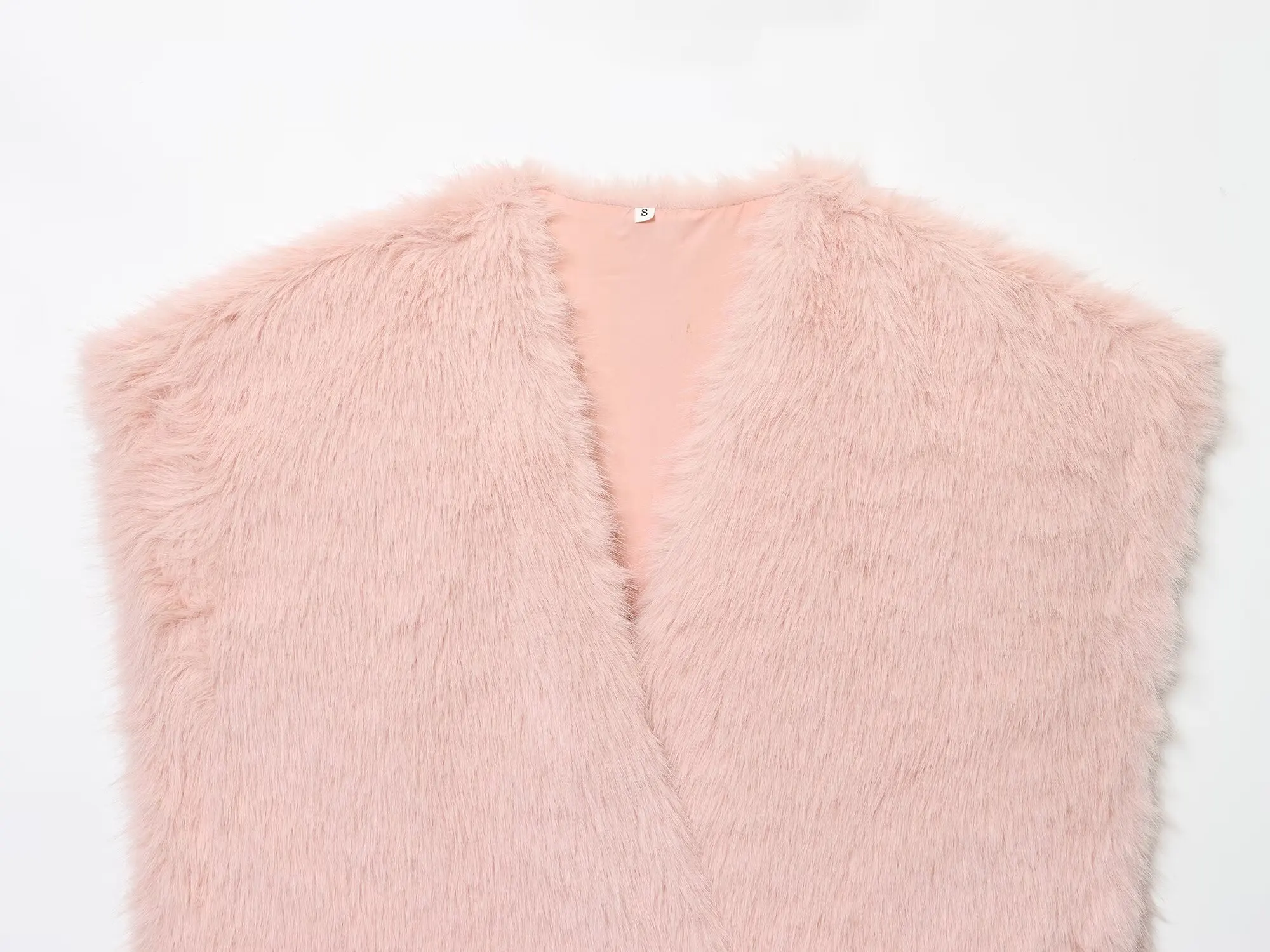 DiYiG WOMAN 2025 شتاء جديد موضة متعدد الألوان قصيرة فو الفراء تأثير سترة أنيقة الخامس الرقبة سليم سترة دون أكمام سترة Mujer