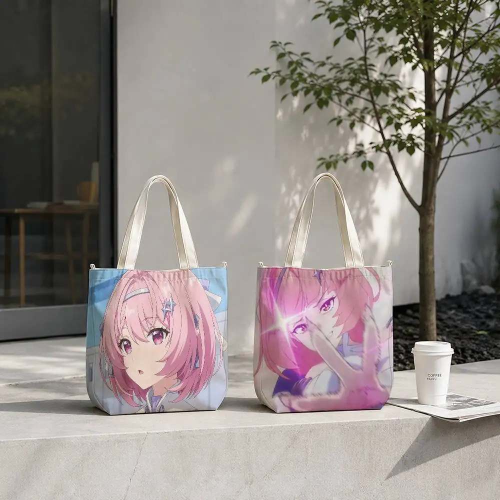 ZZZ Remie Remielle Dan Zenless Zone Zero Tote Bag for Women Reusable Shopping Tote Bag Zippered Shoulder Bags Print