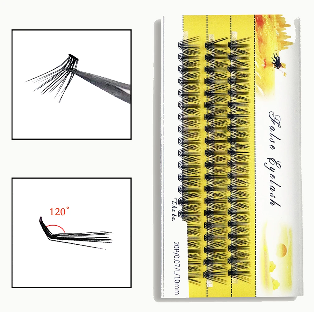 New 20D L-type Cluster Eyelash 1box/60 Extension 3D Natural Russian Individual Eyelashes bunches Bundle Makeup Tool Lashes