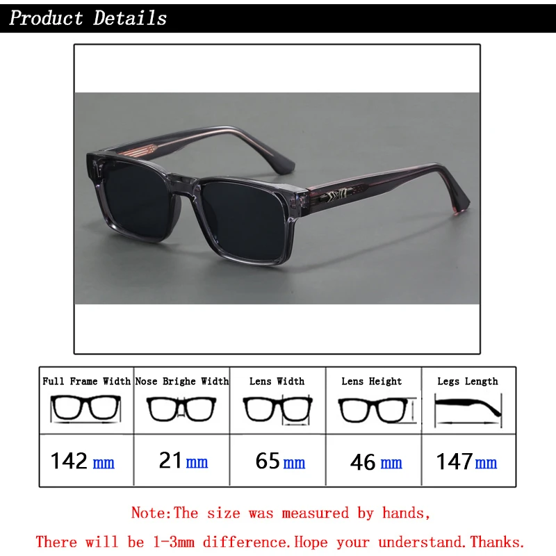New Men Square Myopia Polarized Sunglasses Women Nearsighted Shades Dark Glasses Core-Inserting Process Legs Driving Travel UV
