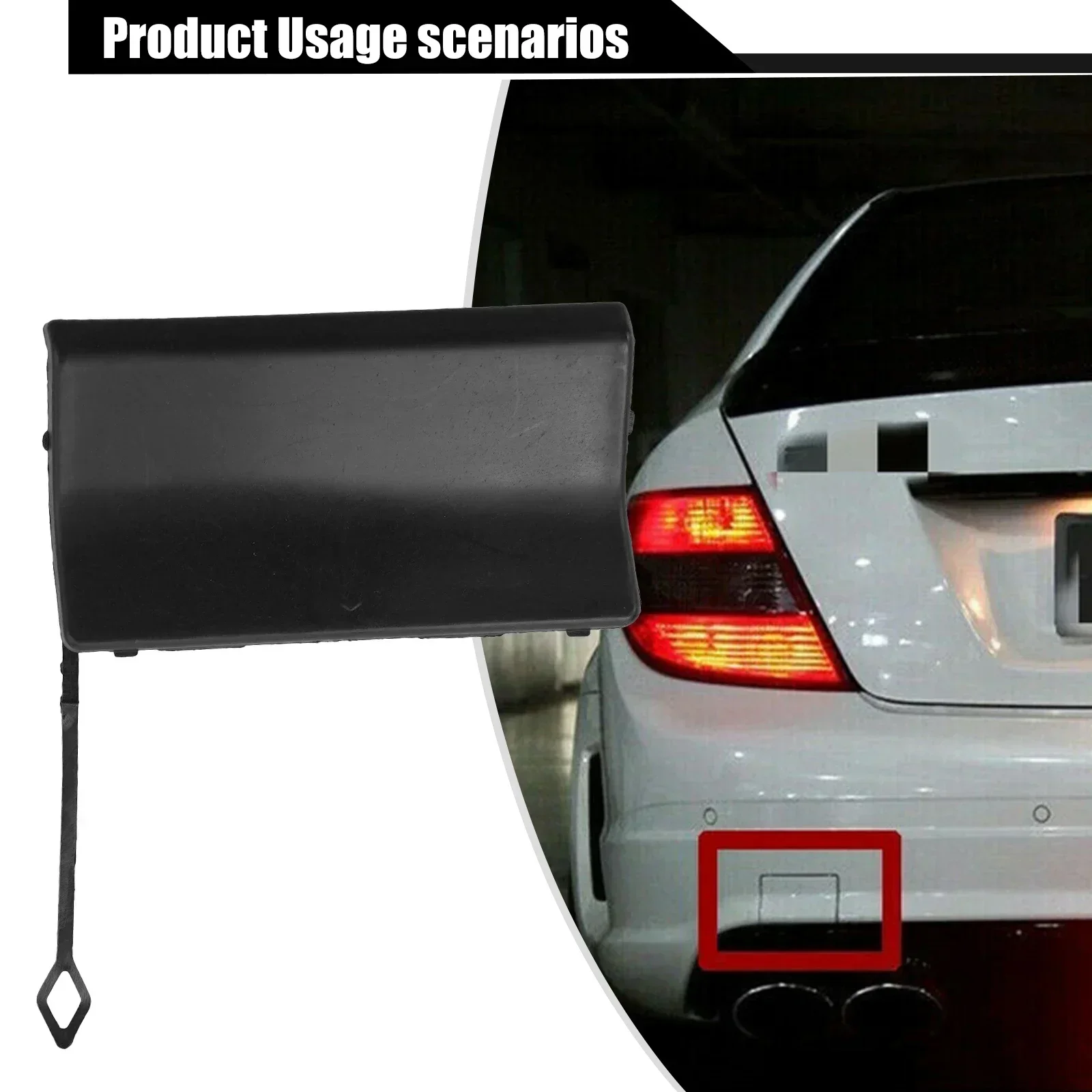 

Rear Bumper Tow Hook Eye Cover Cap For Mercedes For Benz C Class W204 11-14 A2048850226 Black Plastic Trailer Cover Cap