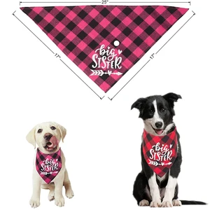 Big Sister Dog Bandana, Schwangerschaftsankündigung, karierte Geschlechtsentwicklung, Foto -Requisite, Haustierschalzubehör, Schals für Hunde 8 Hauptverkaufskleid Offenbarung Tee - №8