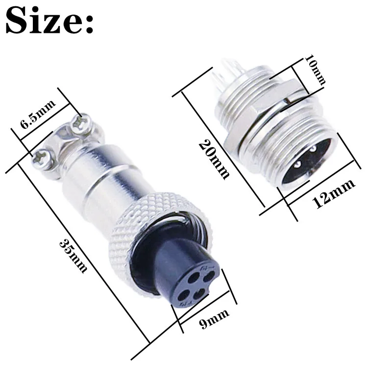 GX12 Aviation Connector 2P 3P 4P 5P 6P 7P Fixed Terminal Block Mobile Docking Type Electric Wire Cable Connector Female & Mal