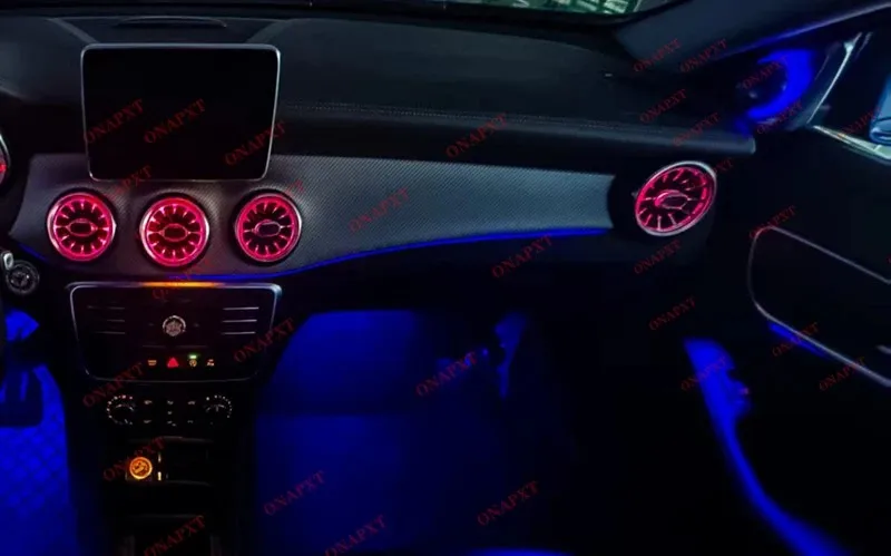 

Выхлопная труба турбины для Mercedes-Benz A W176, CLA W117, GLA W156, светодиодная насадка, задняя вентиляционная панель, 4D твитер, вращающаяся подсветка салона