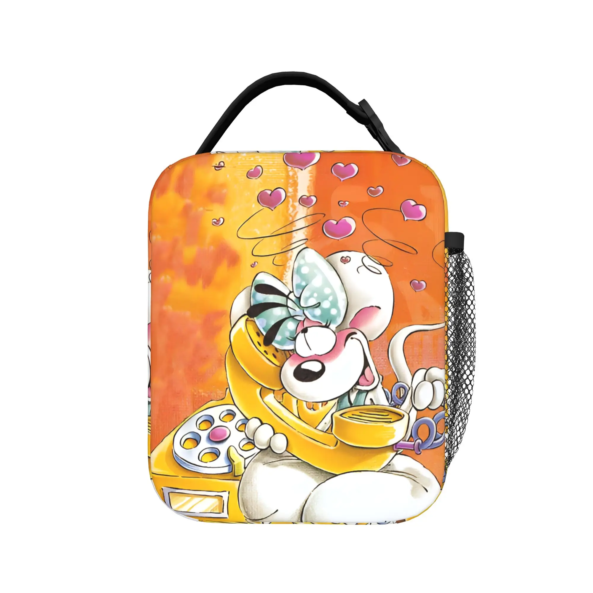 Cute Cartoon D-Diddl Mouse Thermal Insulated Lunch Bag for Work  Portable Bento Box Cooler Thermal Lunch Box