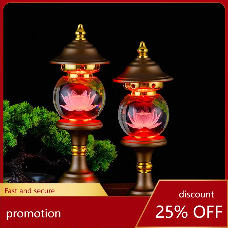 

Cz crystal lotus buddha offering ornament - rainbow buddha hall guanyin ever-bright ornament for home, attracts wealth