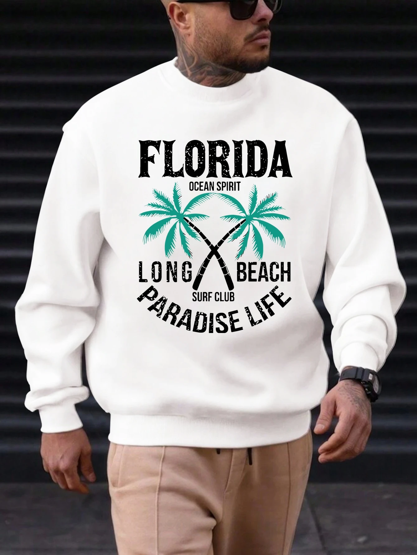 

2025 New Sweatshirt For Men's English Font Pattern Printing Cotton Round Neck Fashion Casual High Quality Daily Top Clothing