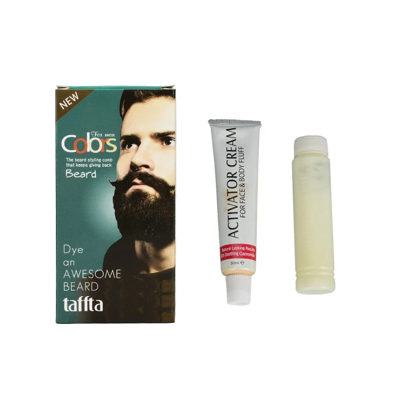 30ml Taffta Men Beard Dye Cream Fast Color 100% Natural Dye Wax Black Beard Tint Cream with 1 Pair of Disposable Gloves