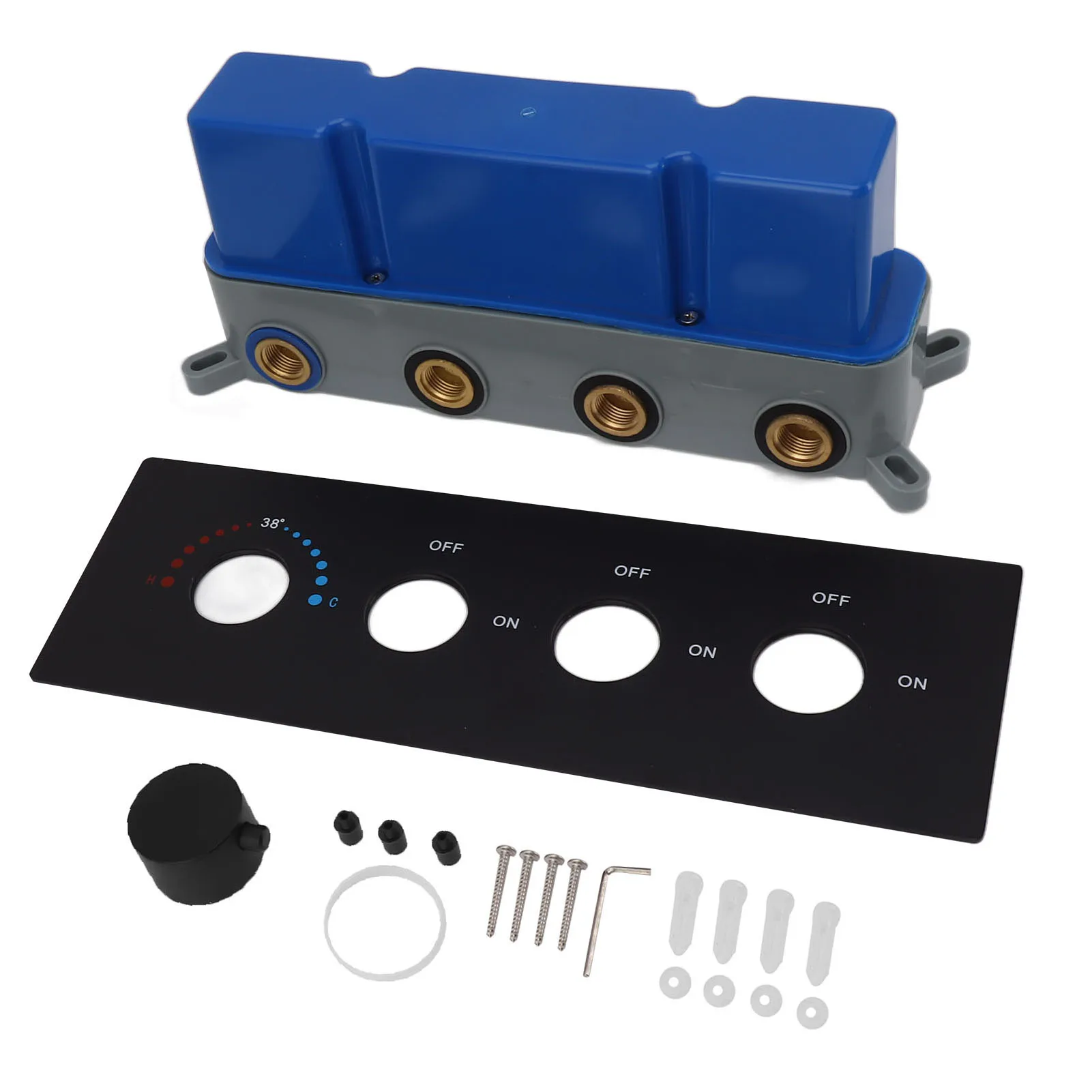 

Термостатический смеситель для душа скрытого монтажа, латунный, 3-ходовой, с 4 круглыми ручками