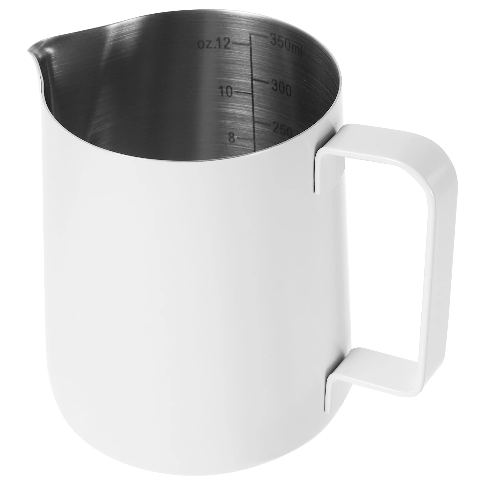 

Stainless Latte Art Cup Milk Frother Jug White Color Slanted Spout Single Serving Suitable Frothing Milk Beverages