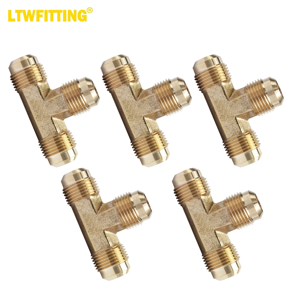 

LTWFITTING Brass 5/8" OD Flare Tee,Brass Flare Tube Fitting(Pack of 5)
