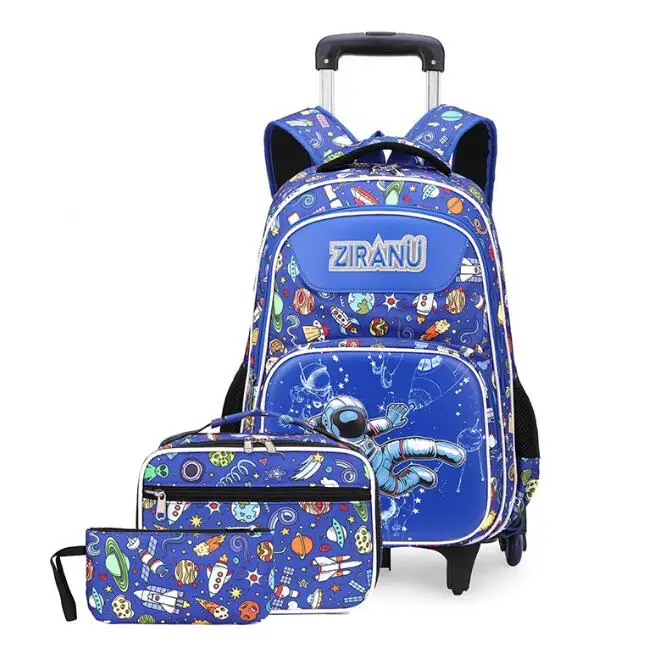 School Trolley Bag Sets Children Wheeled Backpacks for school Schoolbag on wheels astronaut School Wheeled backpack bag for boys
