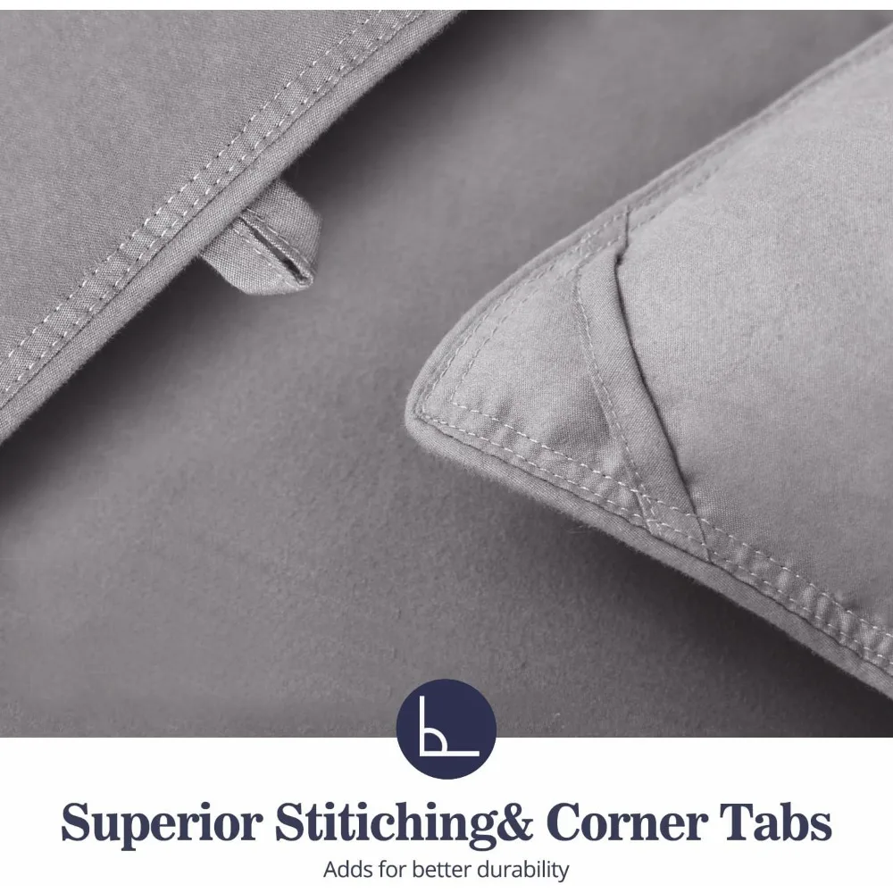 Queen Size All-Season Duvet Insert - Ultra-Soft Noiseless Shell, Medium Weight with 8 Corner Tabs, Grey