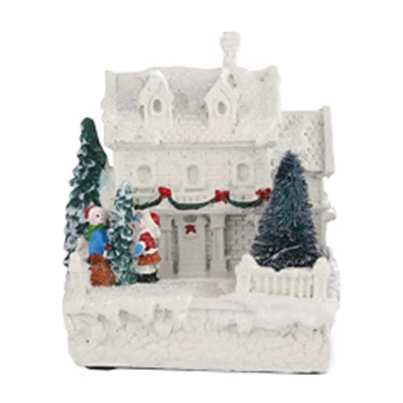 SEWS-Christmas Scene Village Town Winter Snow Village LED Light Decoration Gift Holiday Desktop Decoration