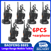 6pcs BAOFENG walkie talkie profesional 888S Two way radio long range Wireless set radio uhf communicator 400-470MHz 16CH radio