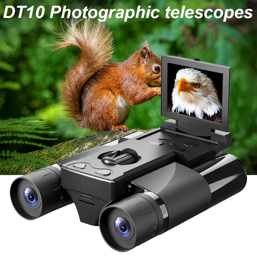 DT10 Camera and Video Binoculars Black HD Powerful, Suitable for Home Video Outdoor Camping Hunting Bird Watching