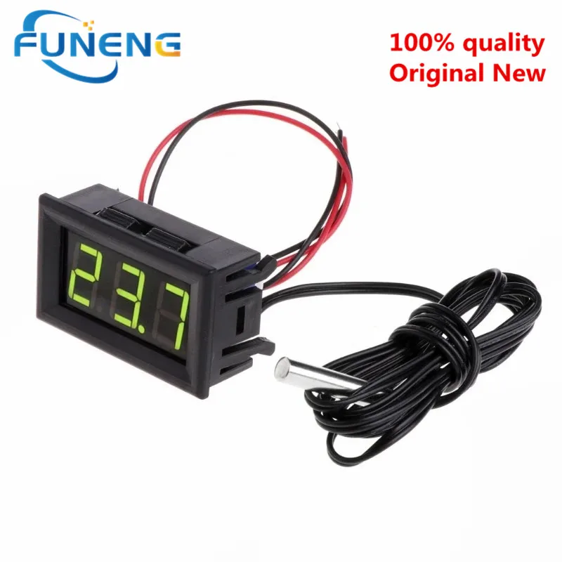 DC 5-12V Mini Digital LED Thermometer for Car Temperature Monitor Panel Meter Measuring Range -50-110C with Temperature Probe