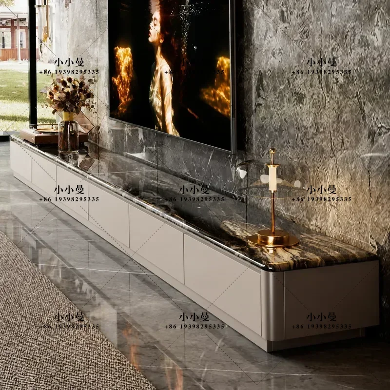 for 2026 Marble Curved TV Cabinet Floor to Ceiling Living Room Light Luxury High End Solid Wood Floor Cabinet Home TV Stand