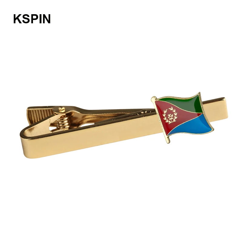 Eritrea Flag Tie Clips Men's Metal Necktie Bar Dress Shirts Tie Pin For Wedding Ceremony Metal Gold Tie Clip