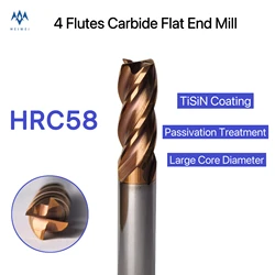 Endmills HRC 58 CNC Carbide End Mill Steel Cutter 4 Flutes 6 8 10 12 16 20 mm Router Bit Metal Cutter Milling Tools