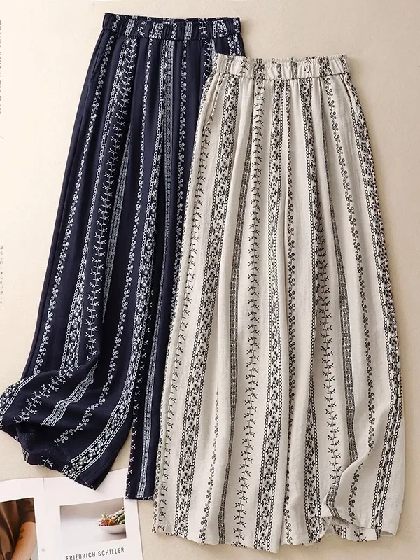 

Свободные хлопковые и льняные летние повседневные брюки большого размера, широкие брюки, традиционные универсальные брюки с манжетами, легко носить, летняя одежда