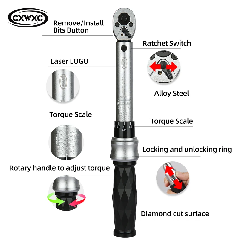 CXWXC Bicycle Preset Torque Wrench Set Alloy 1/4