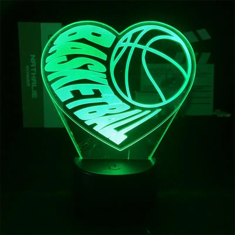 3D Night Light Love Basketball Projector Table Lamp Living Room Bedside Nightlight Home Decoration Cool Present for Teenagers