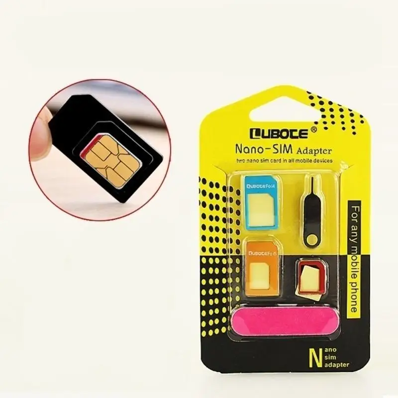 Practical New Multi‑size SIM Card Adapter 4‑in‑1 Nano‑Micro‑Standard SIM Converter With Removal Pin Tool For IPhone 4 4S 5