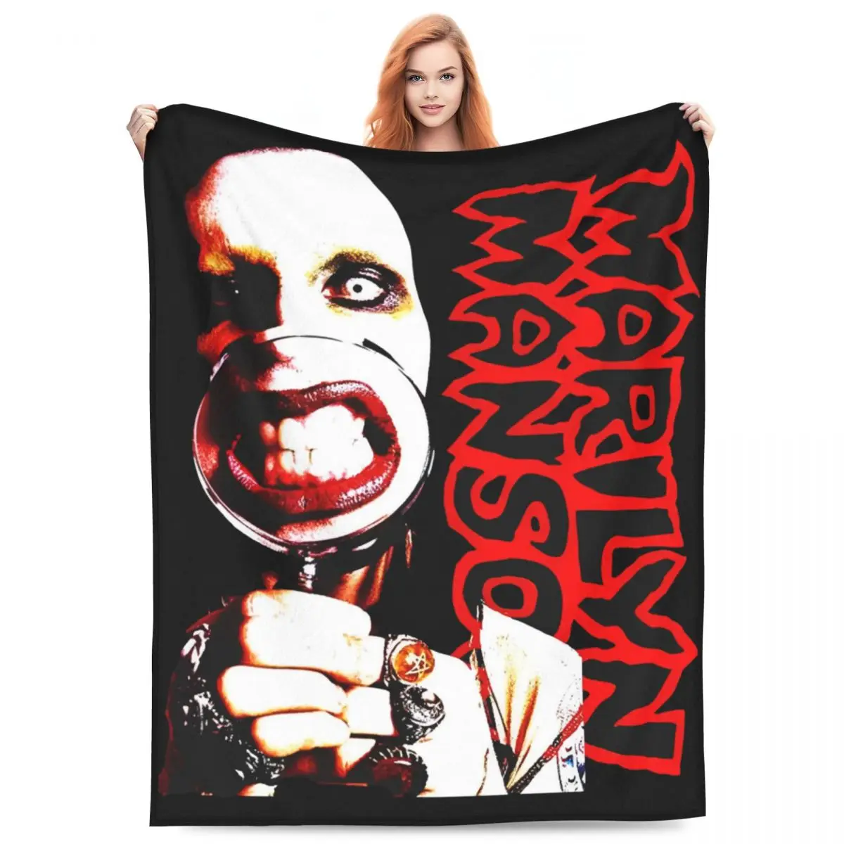 New Arrival Marilyn Manson The Golden Age Of Last Music Blankets Soft Flannel Relax Throw Blanket Machine Washable