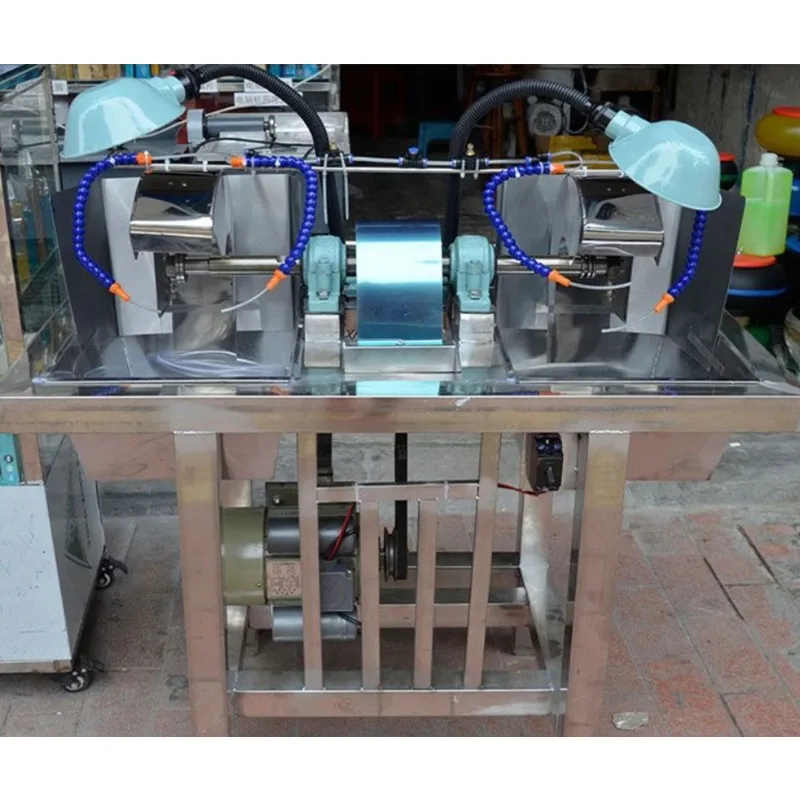 *for Stainless Steel Integrated Mechanical Equipment Double-head Cutting Grinding Machine for Gemstone Agate Crystal 220V Moto