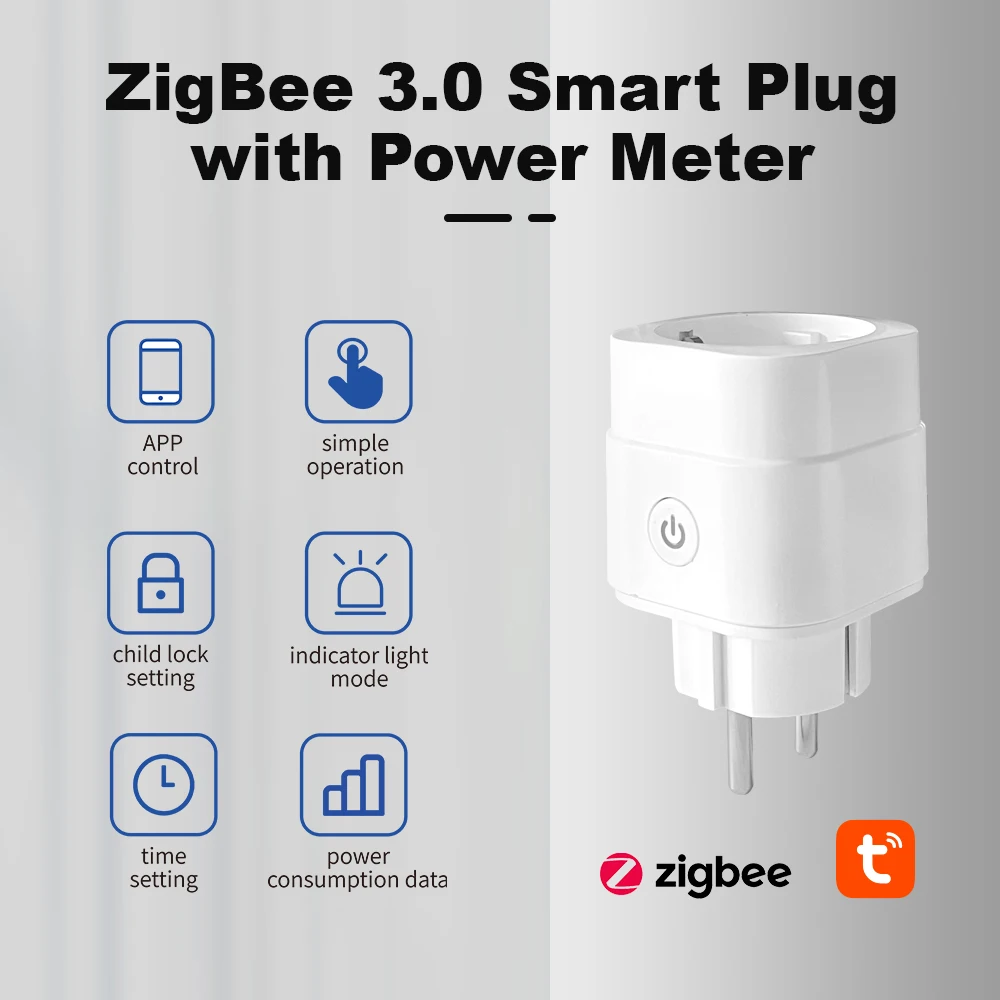 

Gledopto Smart ZigBee 3.0 Plug with Power Meter Energy Monitoring Tuya Smart Life App Control Power Usage Data Display Timer Set