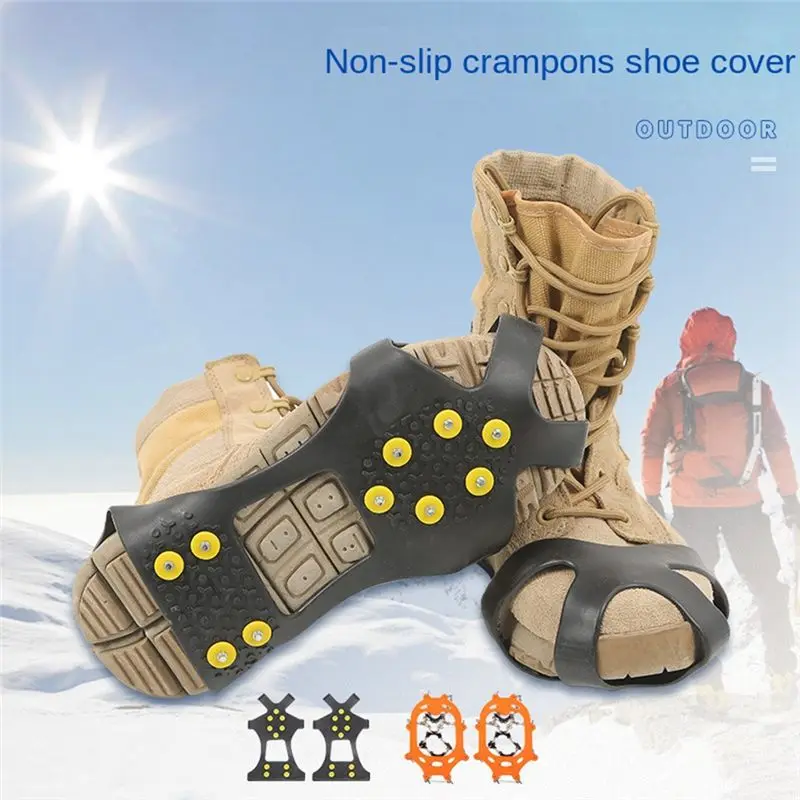 ABJV  1 Pair Anti-Skid Snow Ice Climbing Shoe Spikes Anti-Skid Spike Outdoor Ice Claw Antiskid Shoe Cover Chain( Code)