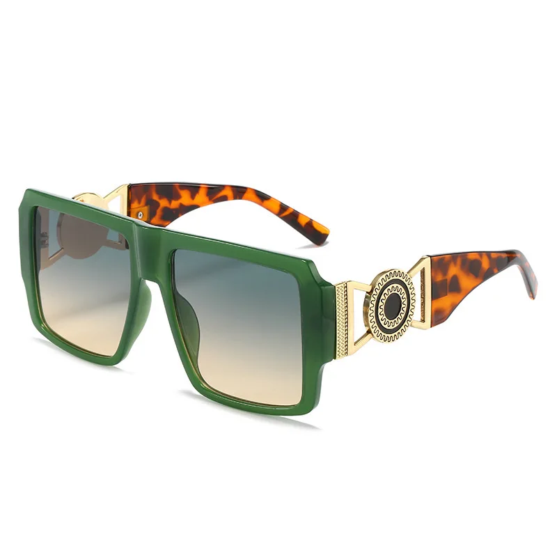 

Fashion Retro Luxury Leopard Gradient Square Women Sunglasses 2025 Golden Frame Hollow Design Trend Casual Men Sun Glasses UV400