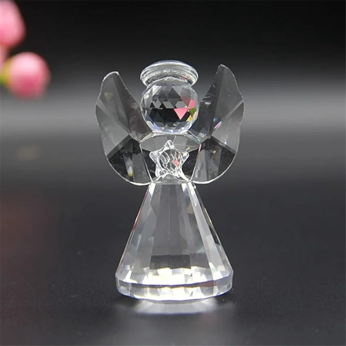 Crystal Angel Figurine Decor, Glass Guardian-Angel Statue Figurines Collectibles, Pretty Angel Ornament Gifts for Women