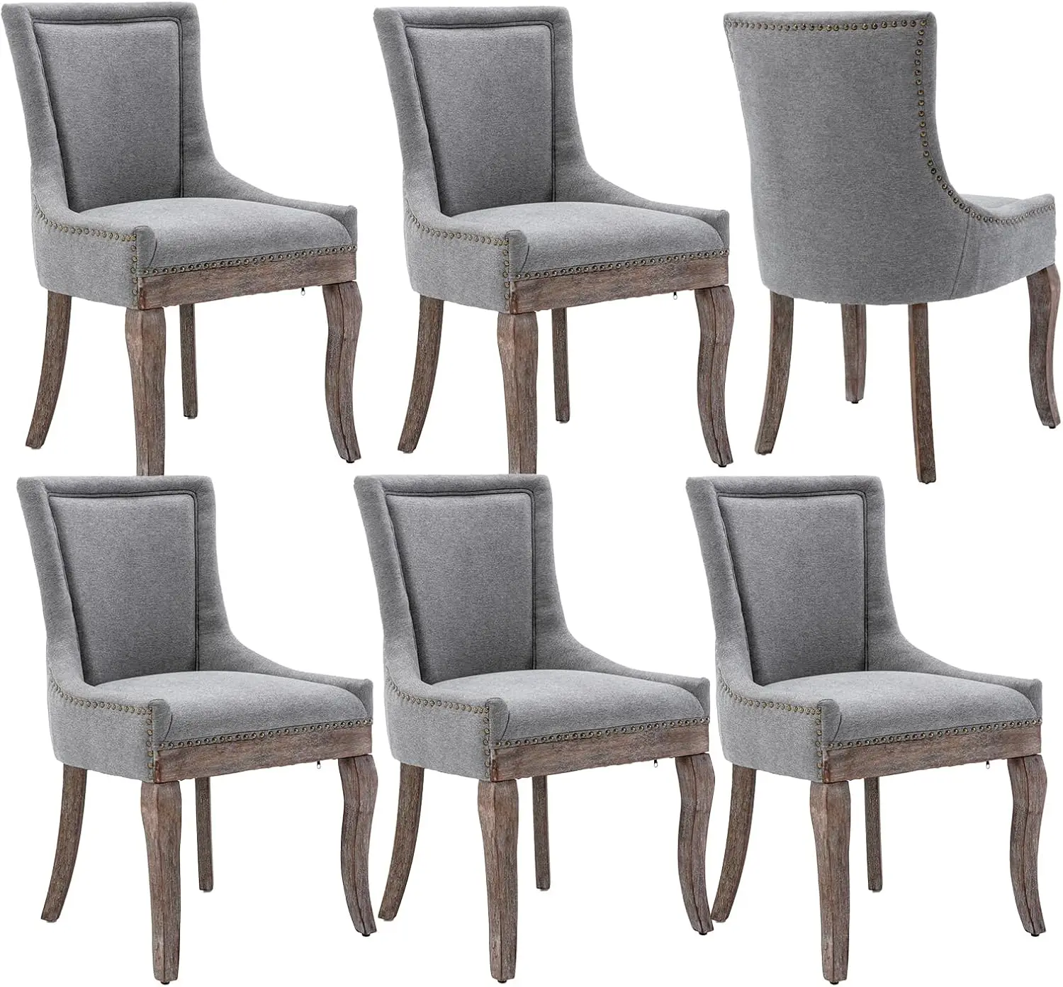 

Modern Dining Chairs Set Of 6, High Back Dining Chairs Side Chairs With Solid Wood Legs, Upholstered Fabric Dining Room Chairs