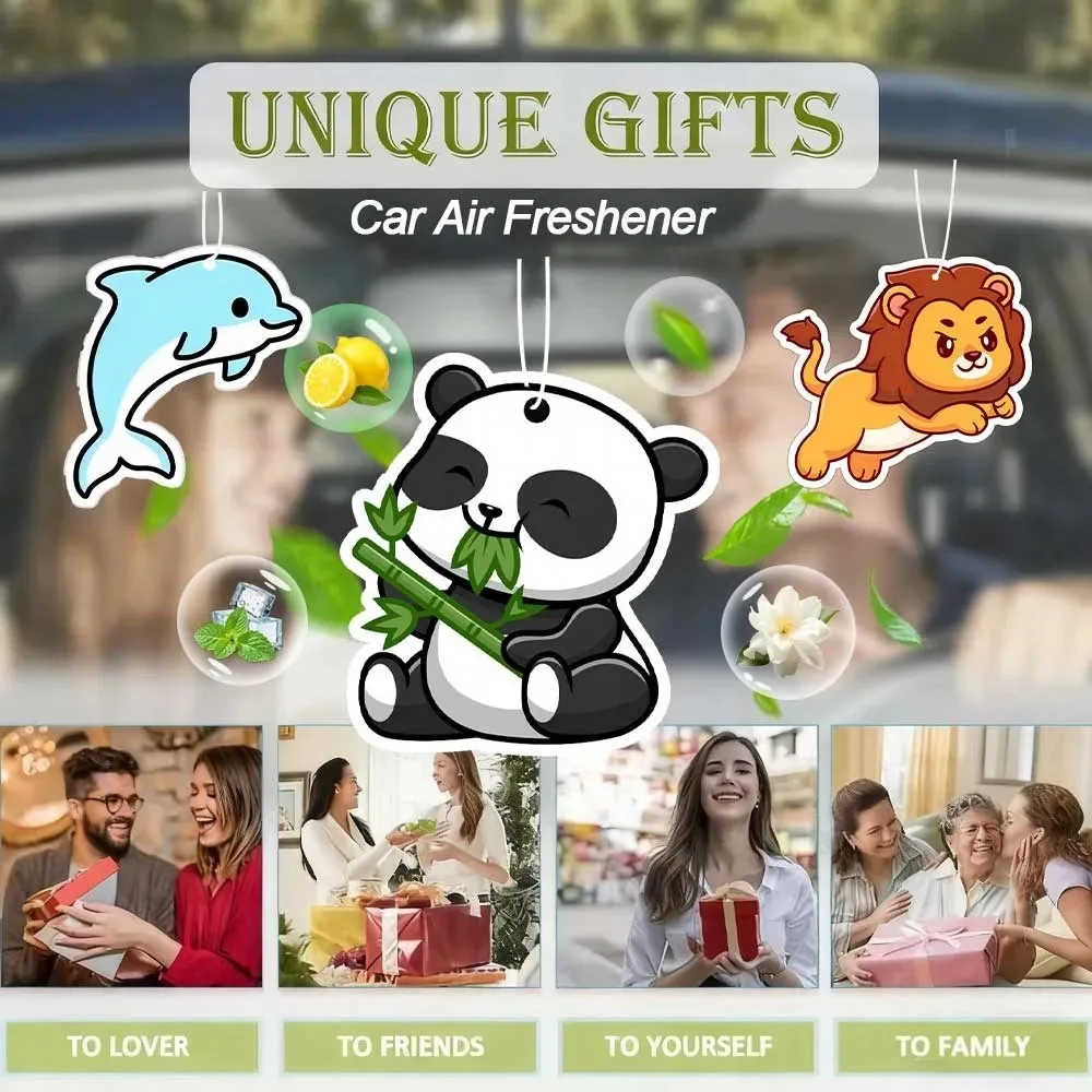 1/5/10 pieces of panda, lion, whale cartoon animal image car aromatherapy sheet pendant, suitable for car space and wardrobe.