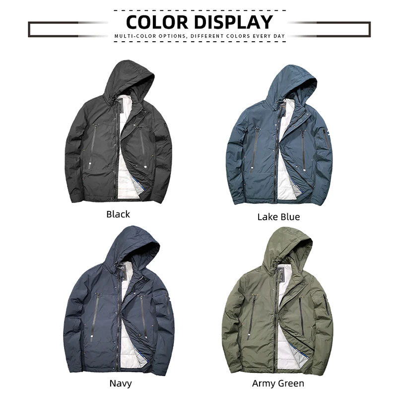 MGP Jacket Autumn Winter Outdoor Warm Men\'s Removable Hat Cotton Overcoat Hooded Windproof Waterproof Solid Color Coat