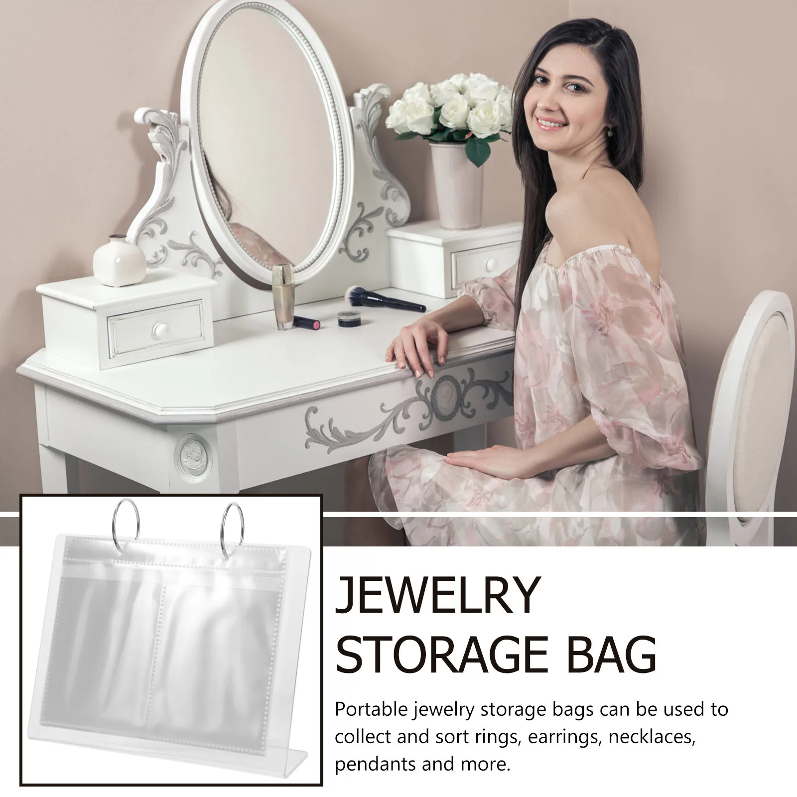 

1Set Portable Jewelry Storage Bags Clear Plastic Organizer for Rings Earrings Necklaces Pendants Travel Office Picnic Small