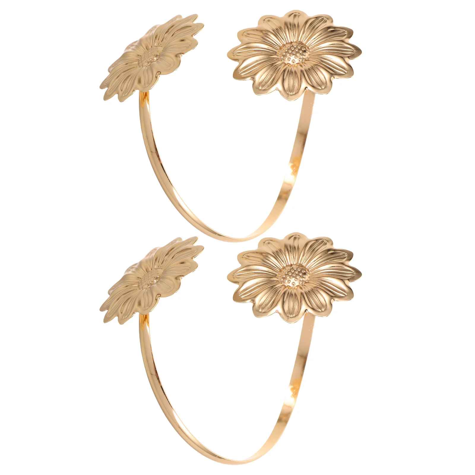 

2Pcs Metal Sunflower Arm Cuff Adjustable Hollow Out Wide Punk Style Open Bangle Summer Jewelry Chunky Cuff Bracelets for Women