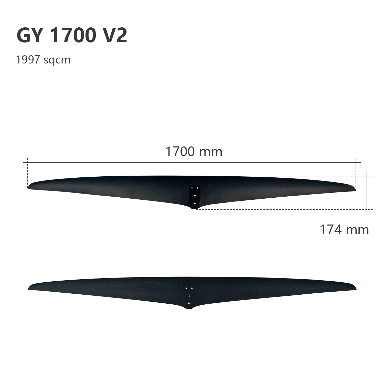 2025 New 1701V2 Carbon Brazed Front Wing 1997sqcm Large Blade for Beginners in Hydrofoil SUP Kite Surfing