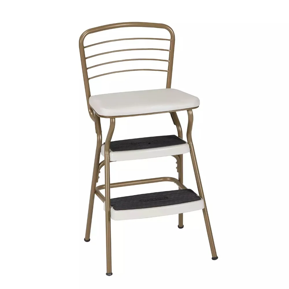 Retro Chair & Step Stool with Flip-Up Seat