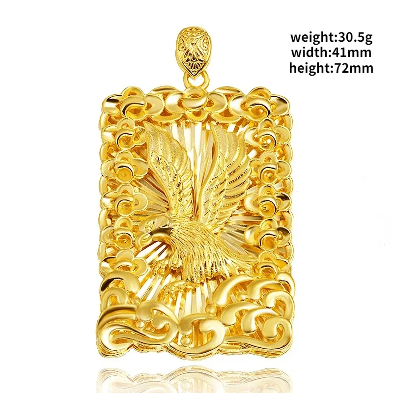 Luxury 18 KT Gold Color Rectangle Eagle Horse Pendant for Men Women DIY Tag Gold Plated Pendant Birthday Fine Jewelry Gifts