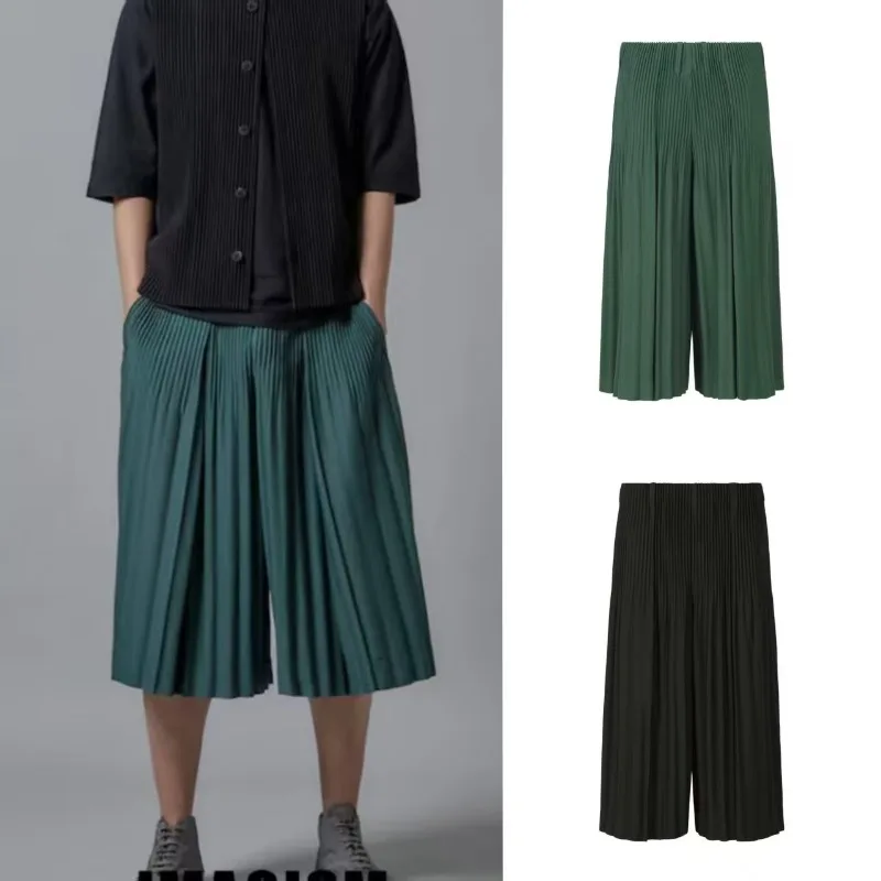 Miyake Pleated Seven Pants Men 2025 Fall New Japanese Senior Sense of Comfort Pleated Casual Loose Seven Umbrella Pants Men