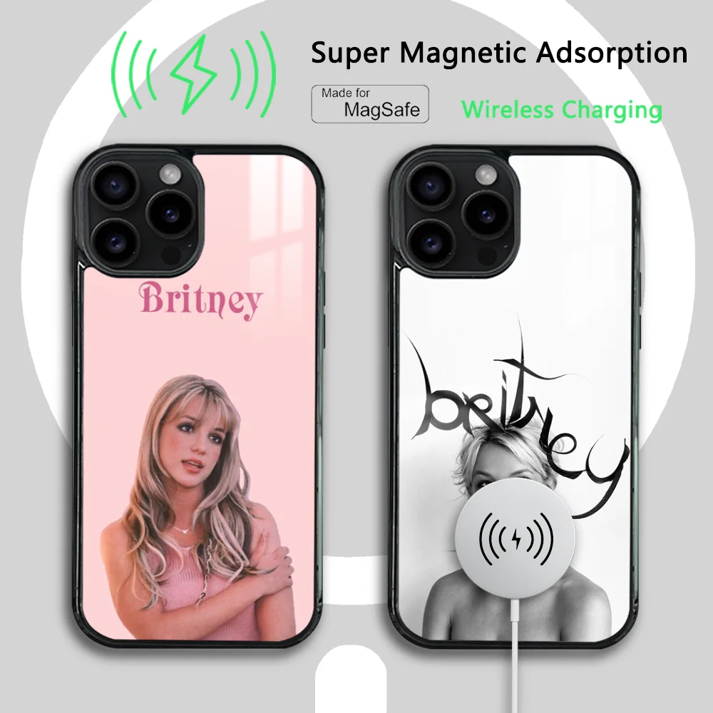 Singer B-Britney Spears Phone Case For iPhone 15 14 13 12 11 Pro Max Plus Mini Mirror Magnetic Cover Funda Magsafe Phone Case