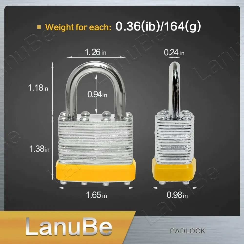 Steel Keyed Padlock,Keyed Alike Locks, Normal Shackle Padlock, Marked Yellow Plastic Hoop, Pack of 60