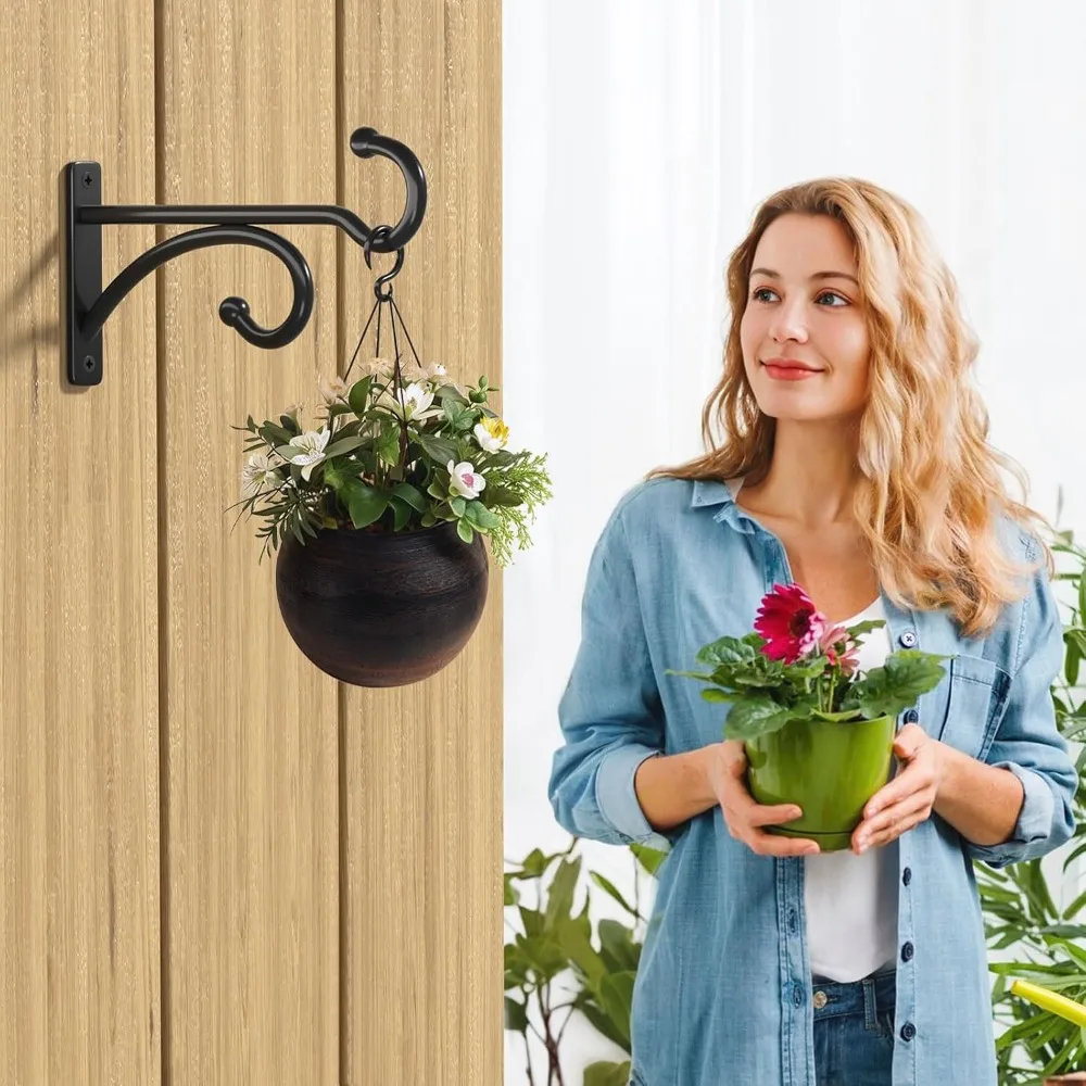 6" Heavy Duty Plant Hanger Hooks, Wall Mounts for Hanging Plants, Baskets, Wind Chimes, Bird Feeders, Lanterns, Bird Houses (Black, 2-Pack) - view 4