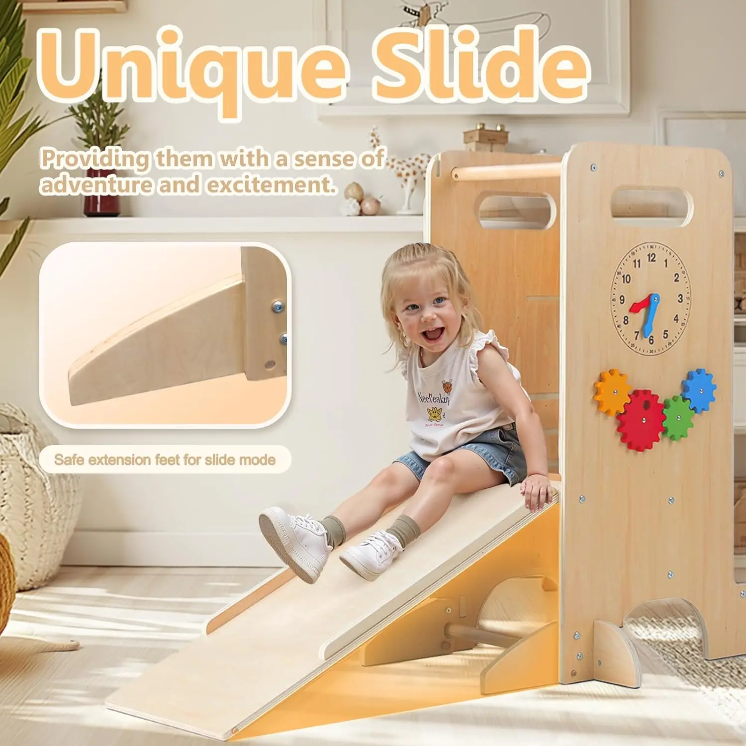 مساعد مقعد مطبخ متعدد الوظائف 4 في 1 للأطفال الصغار مع لوح أمان قابل للإزالة، ارتفاعات قابلة للتعديل